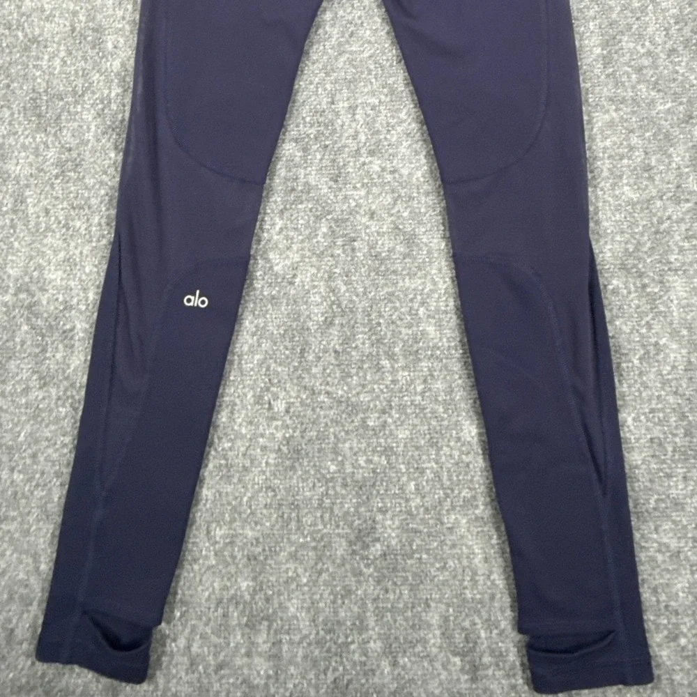 Alo Yoga Womens Medium Navy Blue Mesh Panel Keyhole Ankle Leggings